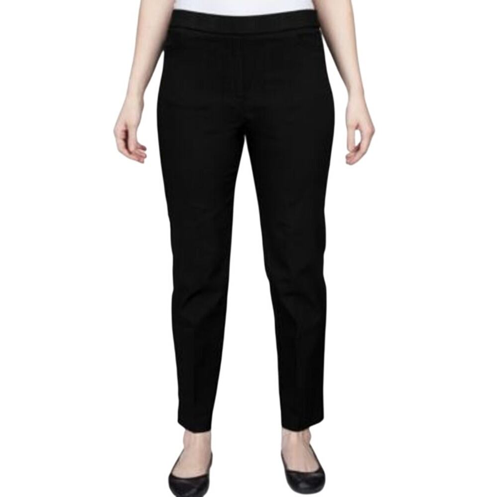 Alfred Dunner Women's Petite Pull-On Straight-Leg Pants in Black